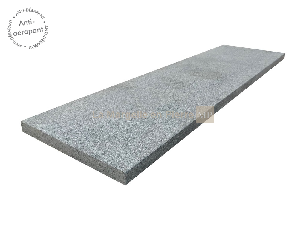 Margelle de piscine PEPEGREY Premium Granit gris antidrapant bord droit 120x35x3 cm