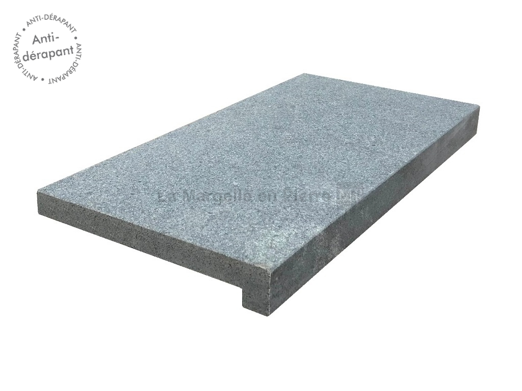 Margelle de piscine PEPEGREY Granit gris antidrapant avec talon 60x35x3-5 cm