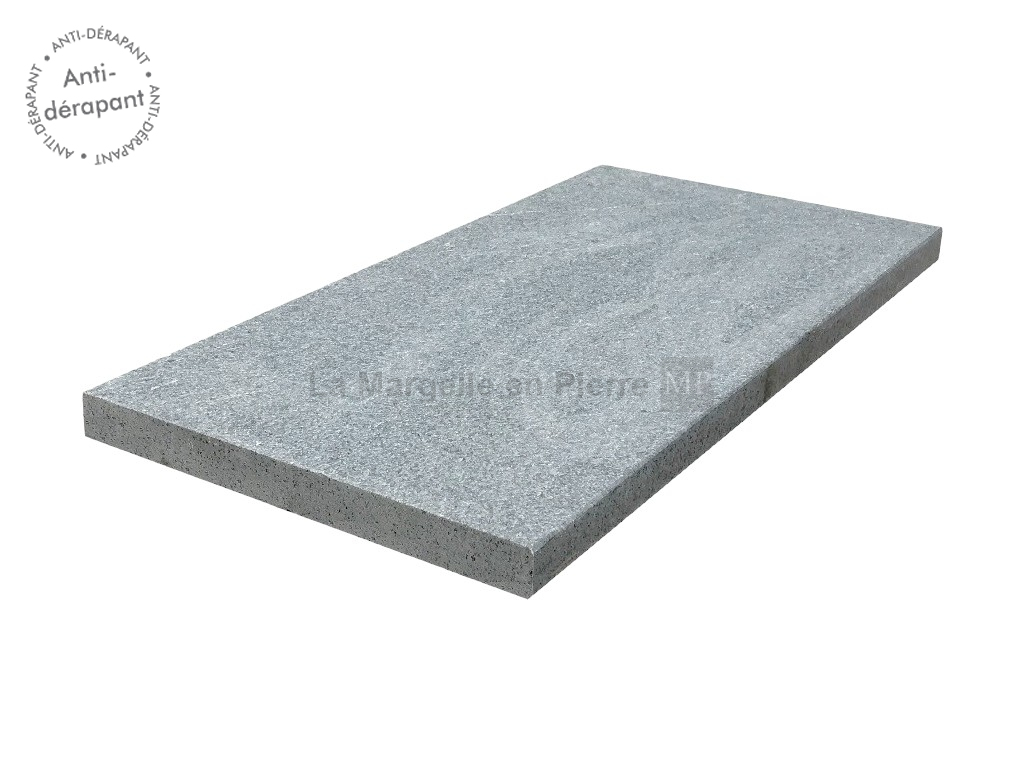 Margelle de piscine PEPEGREY Granit gris antidrapant bord droit 60x30x3 cm