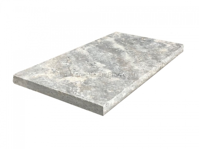 Margelle de piscine TRAVERTIN SILVER  bord 1/2rond 61x33x3 cm