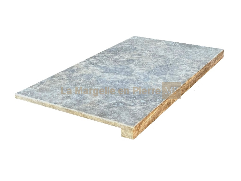 Margelle de piscine TRAVERTIN silver premium avec talon 61x33x1.2-3 cm